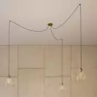 Spider - 3 lichts-meervoudige hanglamp, Made in Italy, compleet met strijkijzersnoer en Druppel-lampenkap