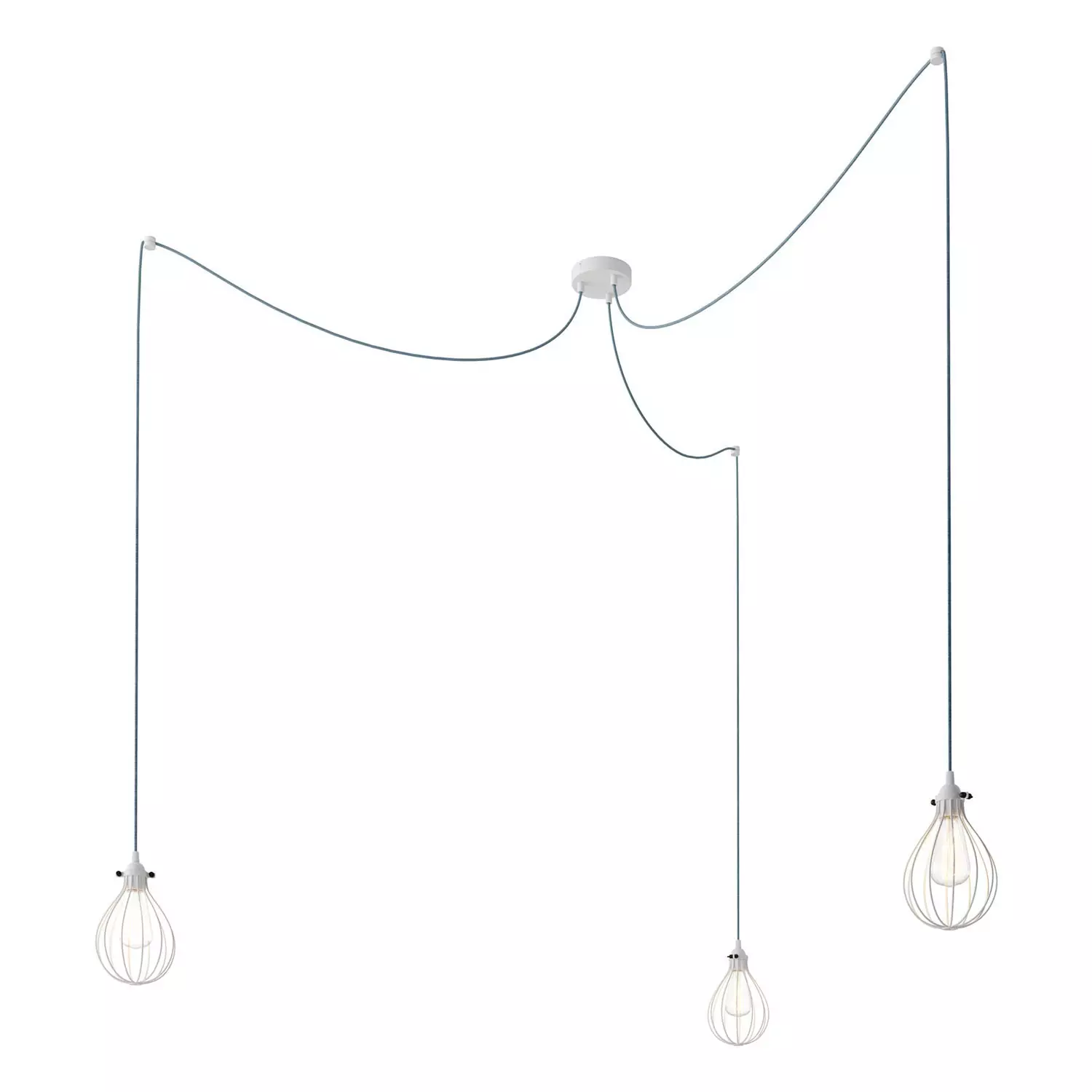 Spider - 3 lichts-meervoudige hanglamp, Made in Italy, compleet met strijkijzersnoer en Druppel-lampenkap