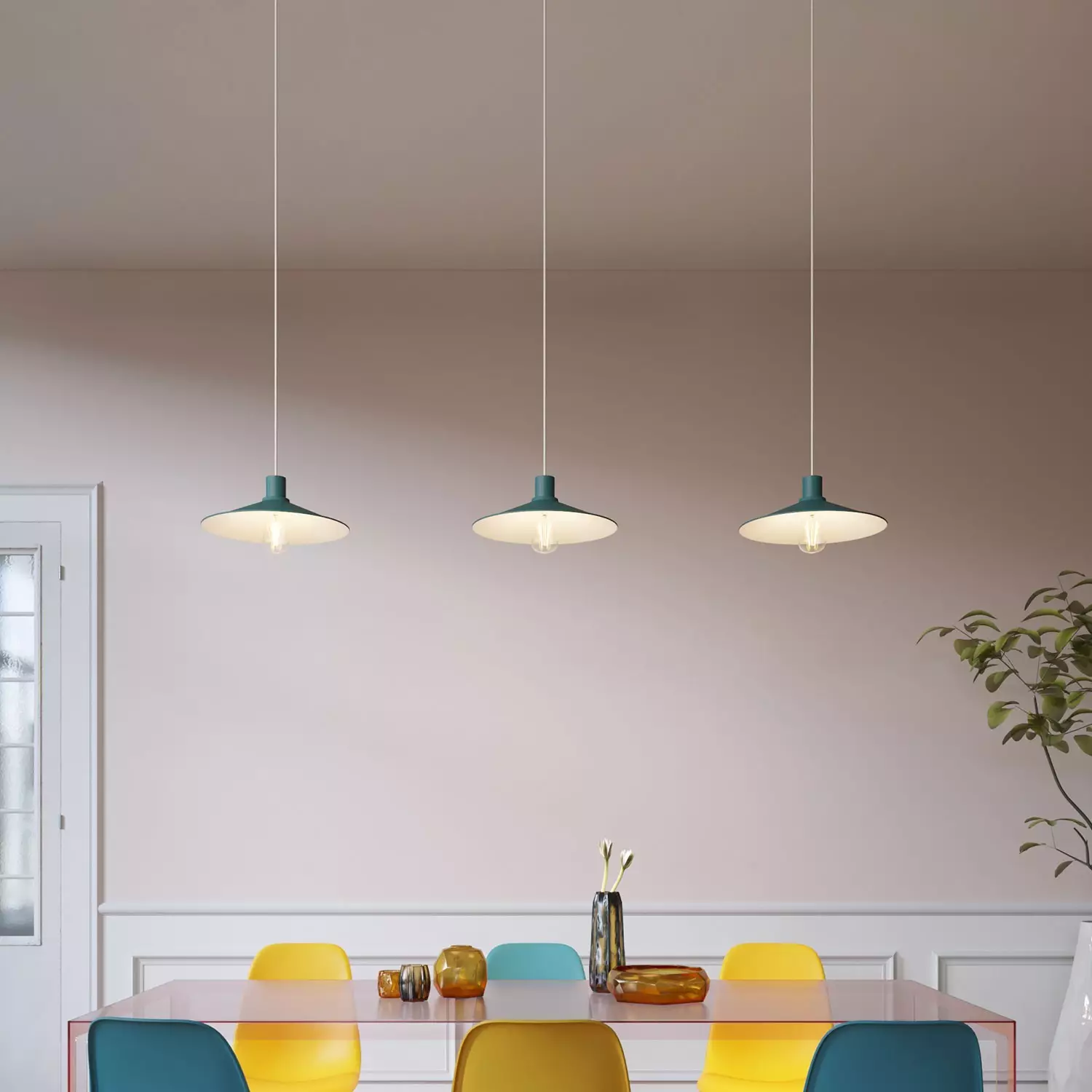 Hanglamp Made in Italy compleet met strijkijzerkabel, Swing Pastel lampenkap, met metalen afwerkingen