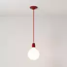 Pendant lamp with textile cable and coloured porcelain details - Made in Italy