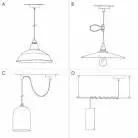 Hanglamp  met textiel kabel, Tub-E14 lampenkap en metalen afwerking