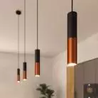 Hanglamp compleet met strijkijzersnoer en dubbele Tub-E14 lampenkap