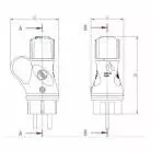 Zwarte Schuko-stekker met 16A 250V IP44 ring voor EIVA-systeem