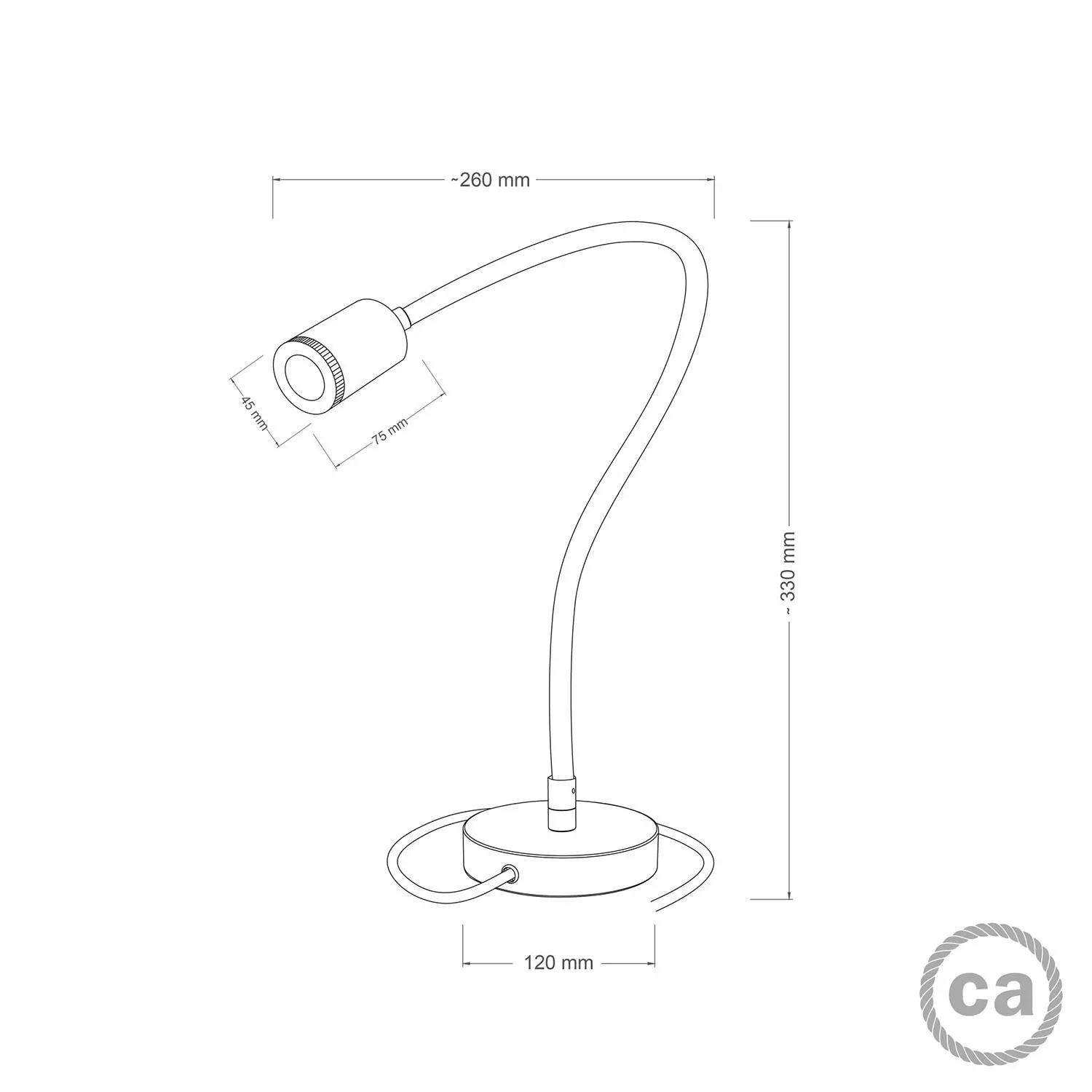 Flex GU1d0 flexibele tafellamp met mini LED-spot