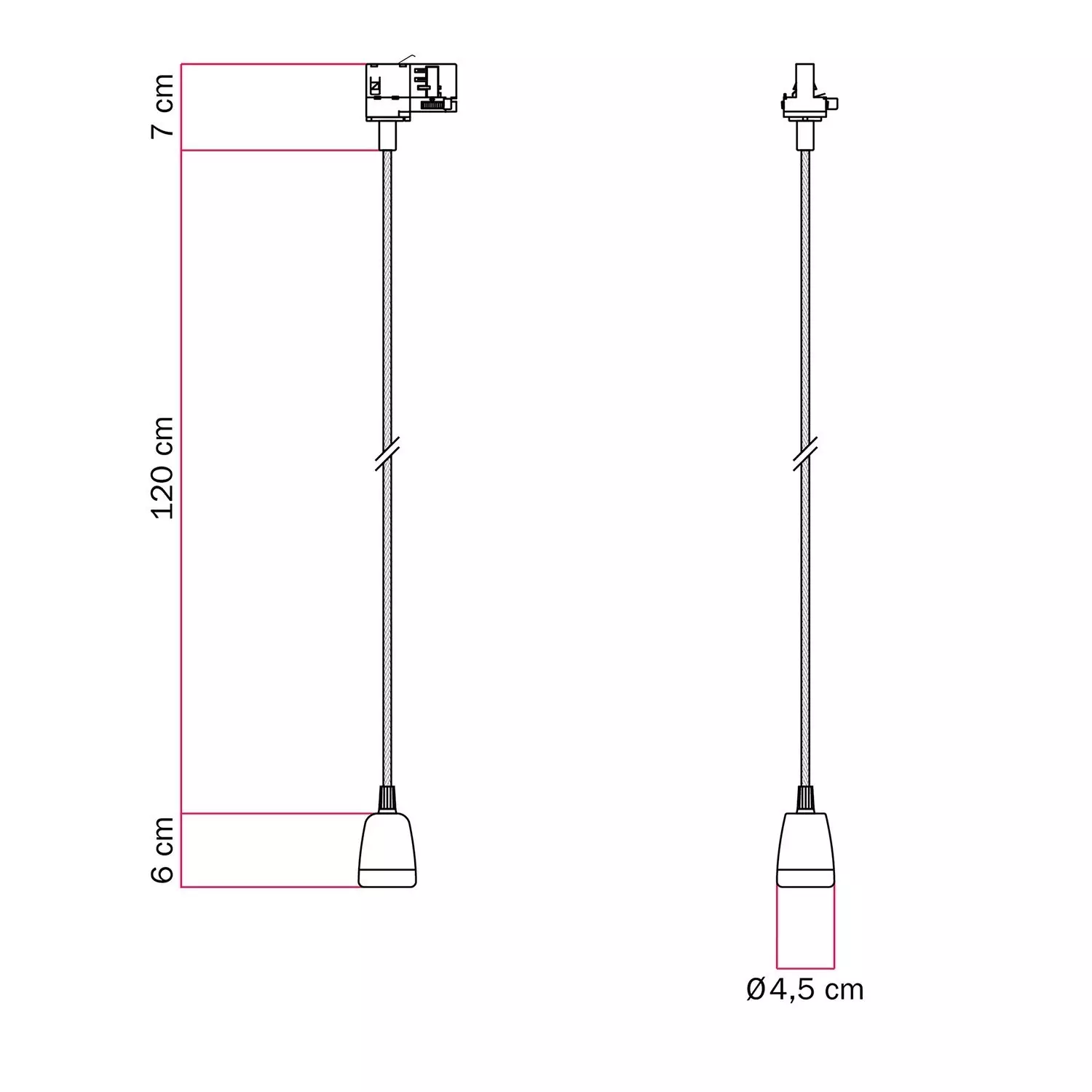 Klassieke track hanglamp met porseleinen afwerking