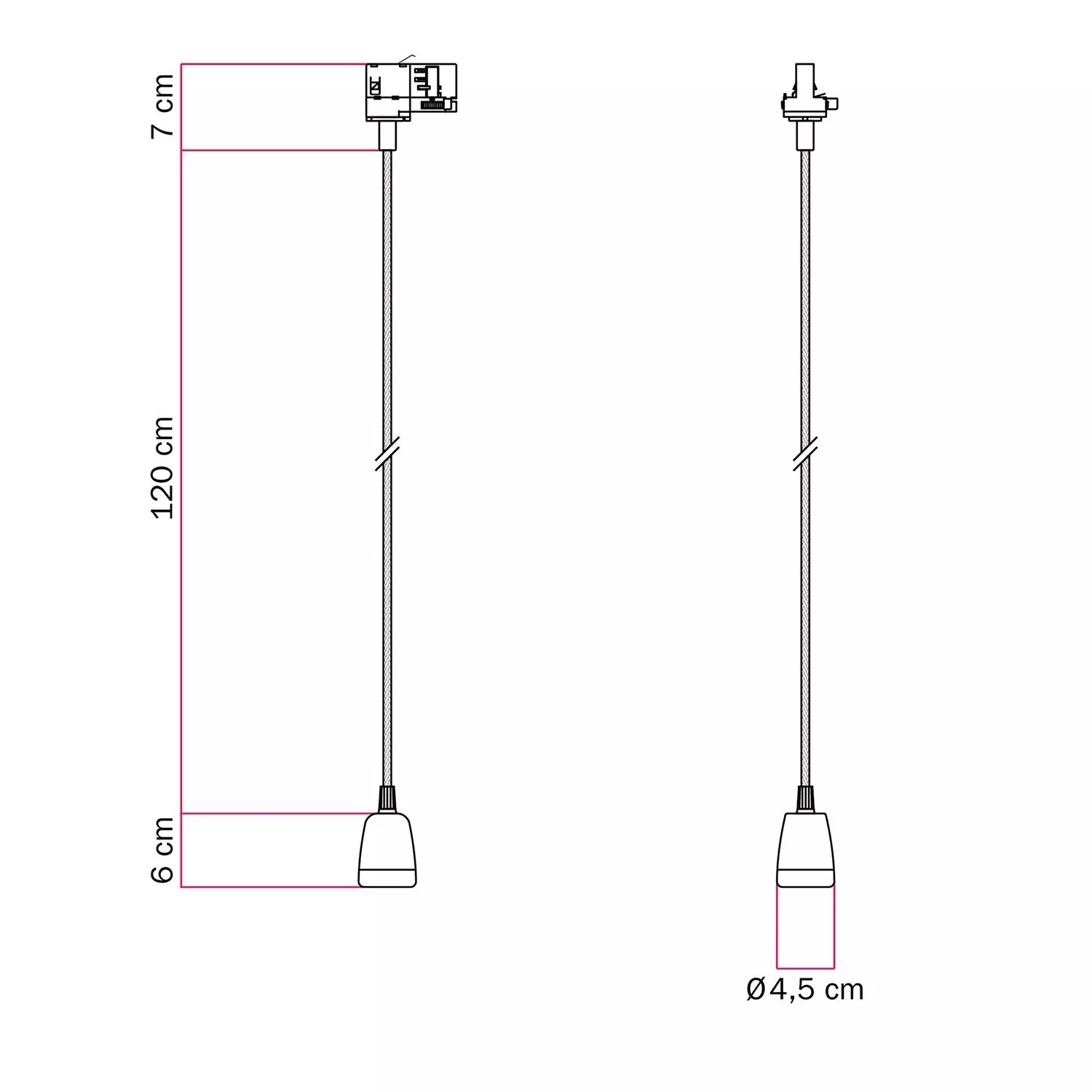 Klassieke track hanglamp met porseleinen afwerking