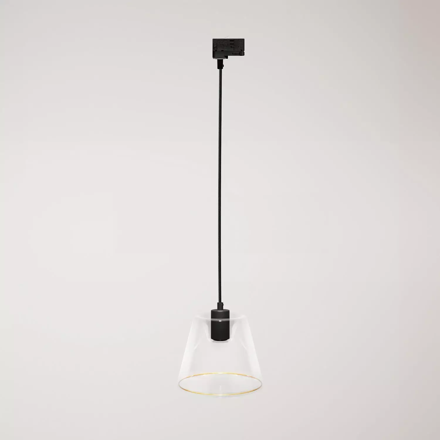 Hanglamp met transparante kegelvormige Ghost lamp voor rails