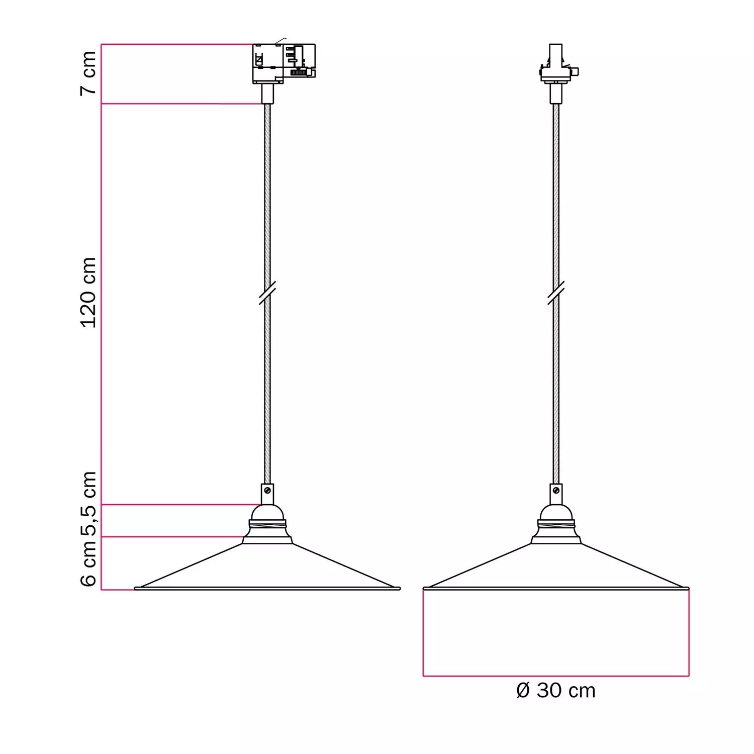 Hanglamp met Swing kap voor rails