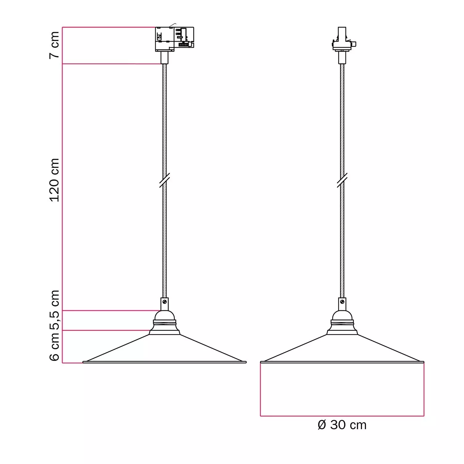 Hanglamp met Swing kap voor rails