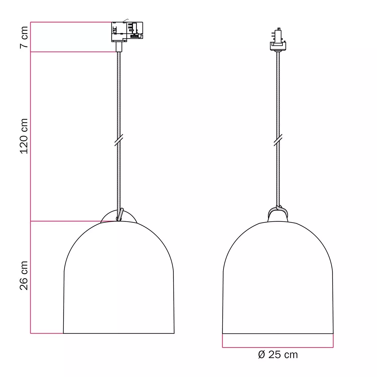 Track hanglamp met Campana M keramische kap