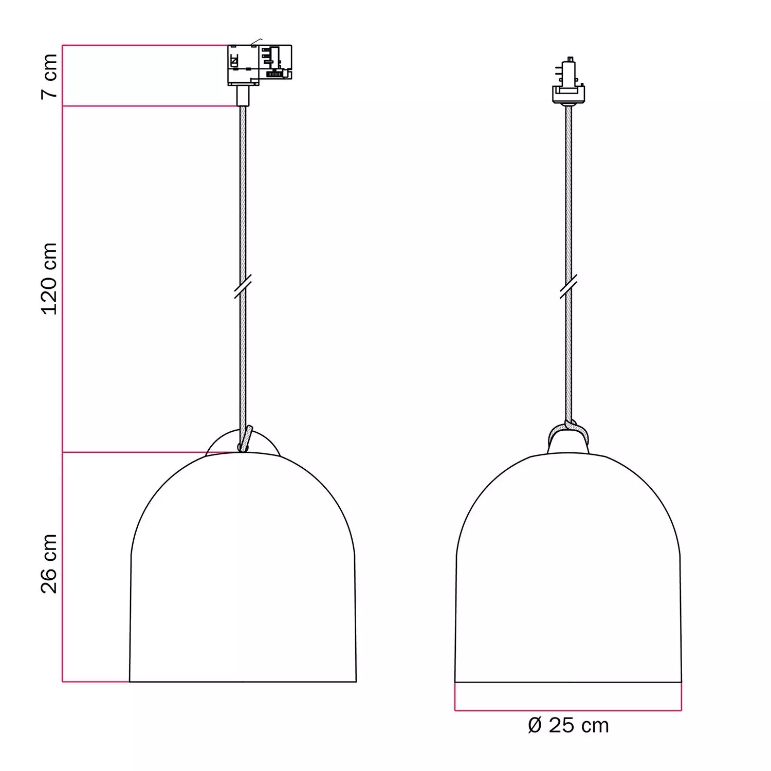 Track hanglamp met Campana M keramische kap