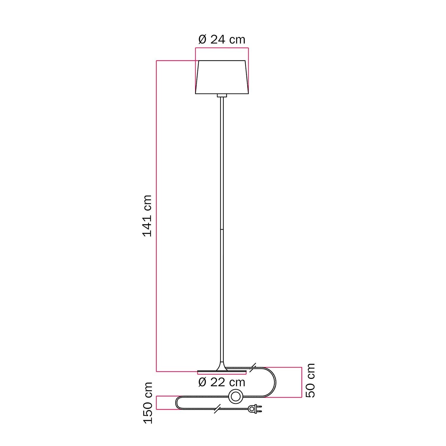 MAG-Y vloerlamp met ronde metalen voet en Athena kap