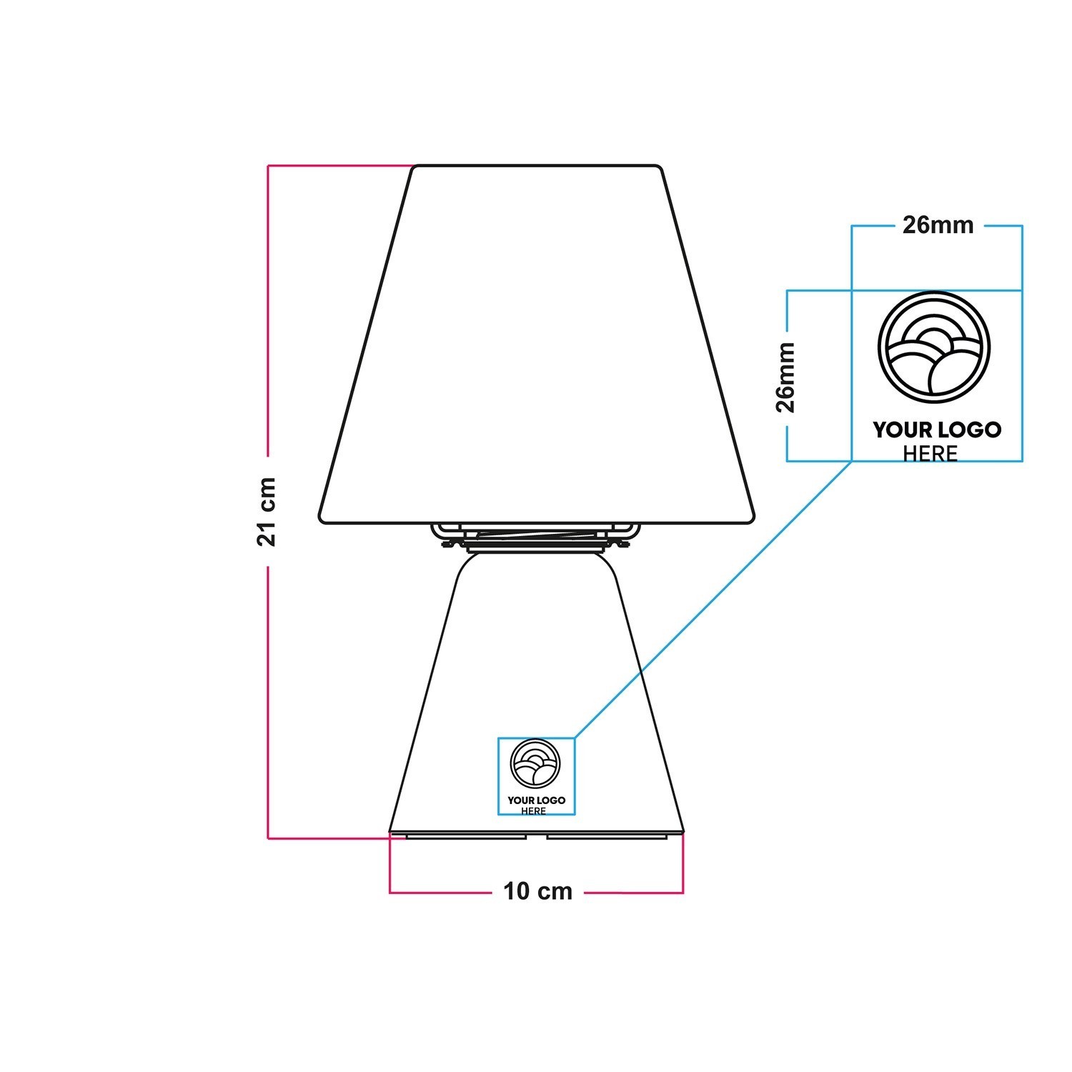 Cabless11 oplaadbare draagbare lamp met lichtbron - aanpasbaar (min. 20 stuks)