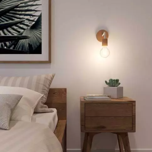 Fermaluce Wood, houten wandlamp met gebogen arm