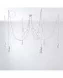 Made in Italy suspension with 6 pendants complete with bulbs, fabric cable, and coloured ceramic finishes