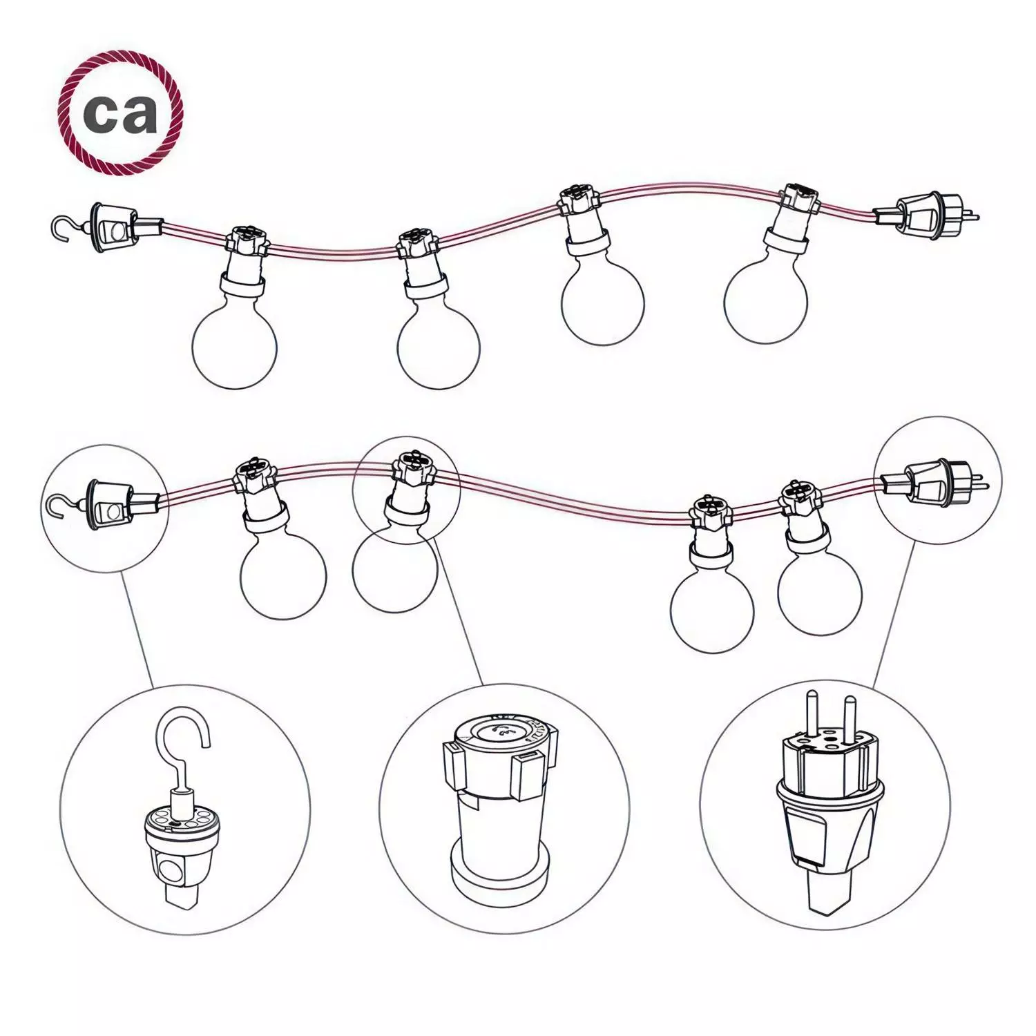 Elektrische kabel voor gele zijde-effect slinger CM10