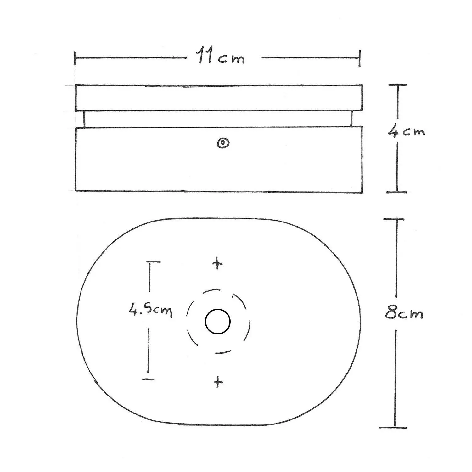 Ovale houten aansluitkap met een gat in het midden en 2 zijgaten voor prikkabels voor lichtsnoer en Filé-systeem. Made in Italy