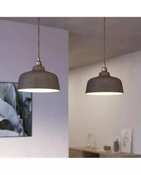 2 lichts-hanglamp voorzien van XXL rechthoekige Rose-One 675 mm compleet met strijkijzersnoer en Coppa lampenkap