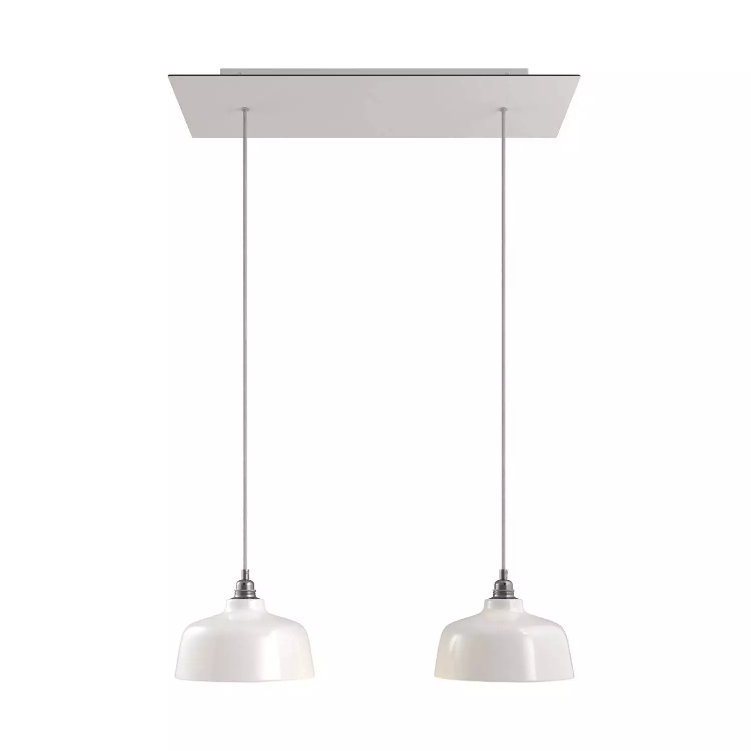 2 lichts-hanglamp voorzien van XXL rechthoekige Rose-One 675 mm compleet met strijkijzersnoer en Coppa lampenkap