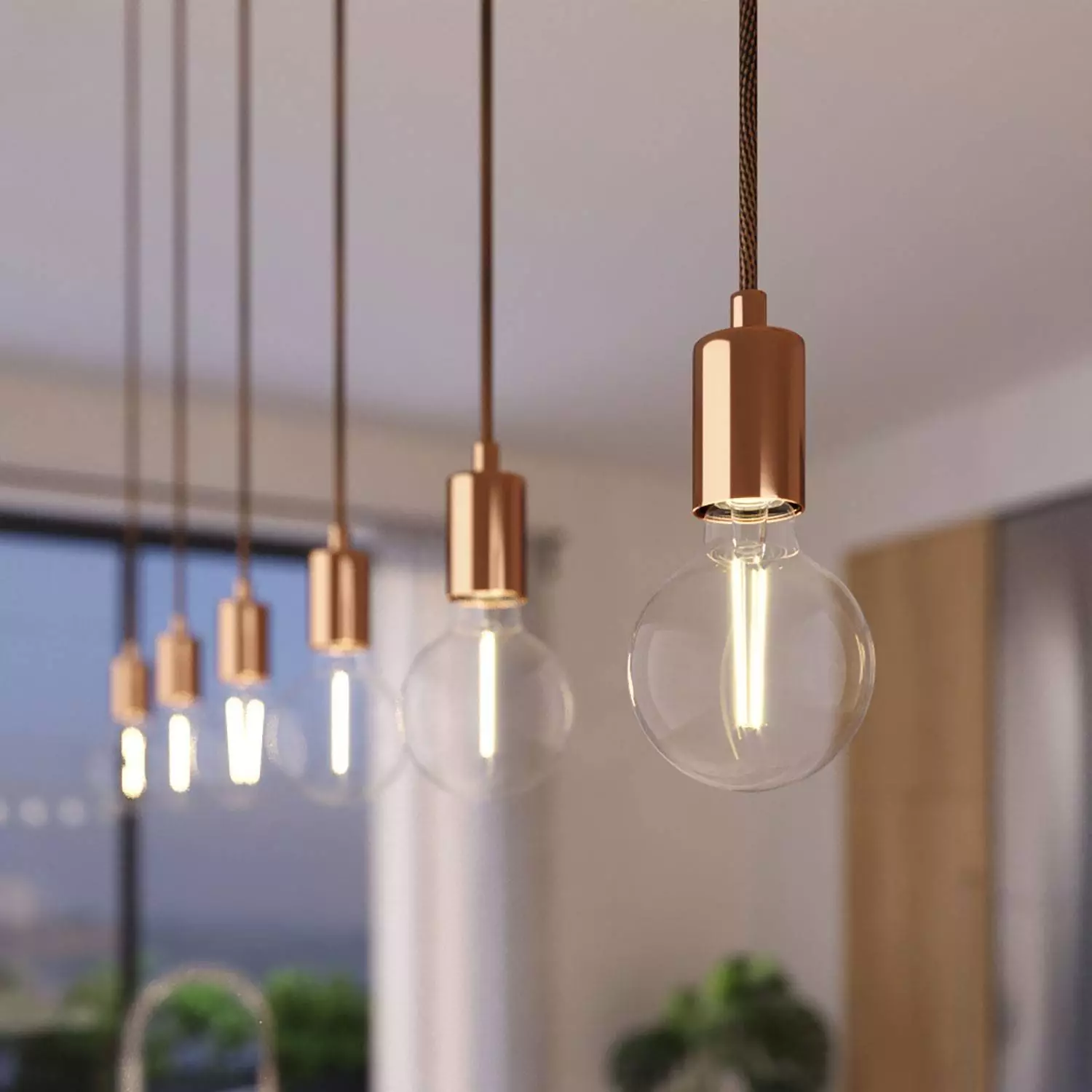 3 lichts-hanglamp voorzien van XXL rechthoekige Rose-One 675 mm compleet met strijkijzersnoer en metalen afwerking