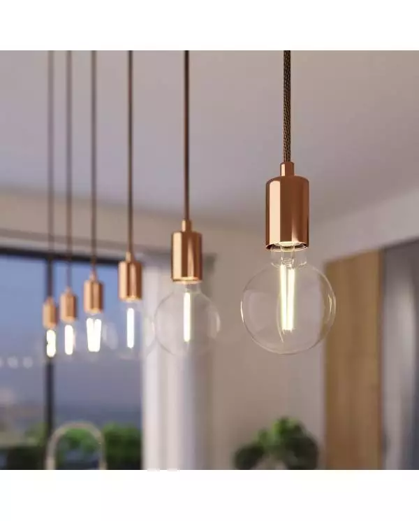 3 lichts-hanglamp voorzien van XXL rechthoekige Rose-One 675 mm compleet met strijkijzersnoer en metalen afwerking