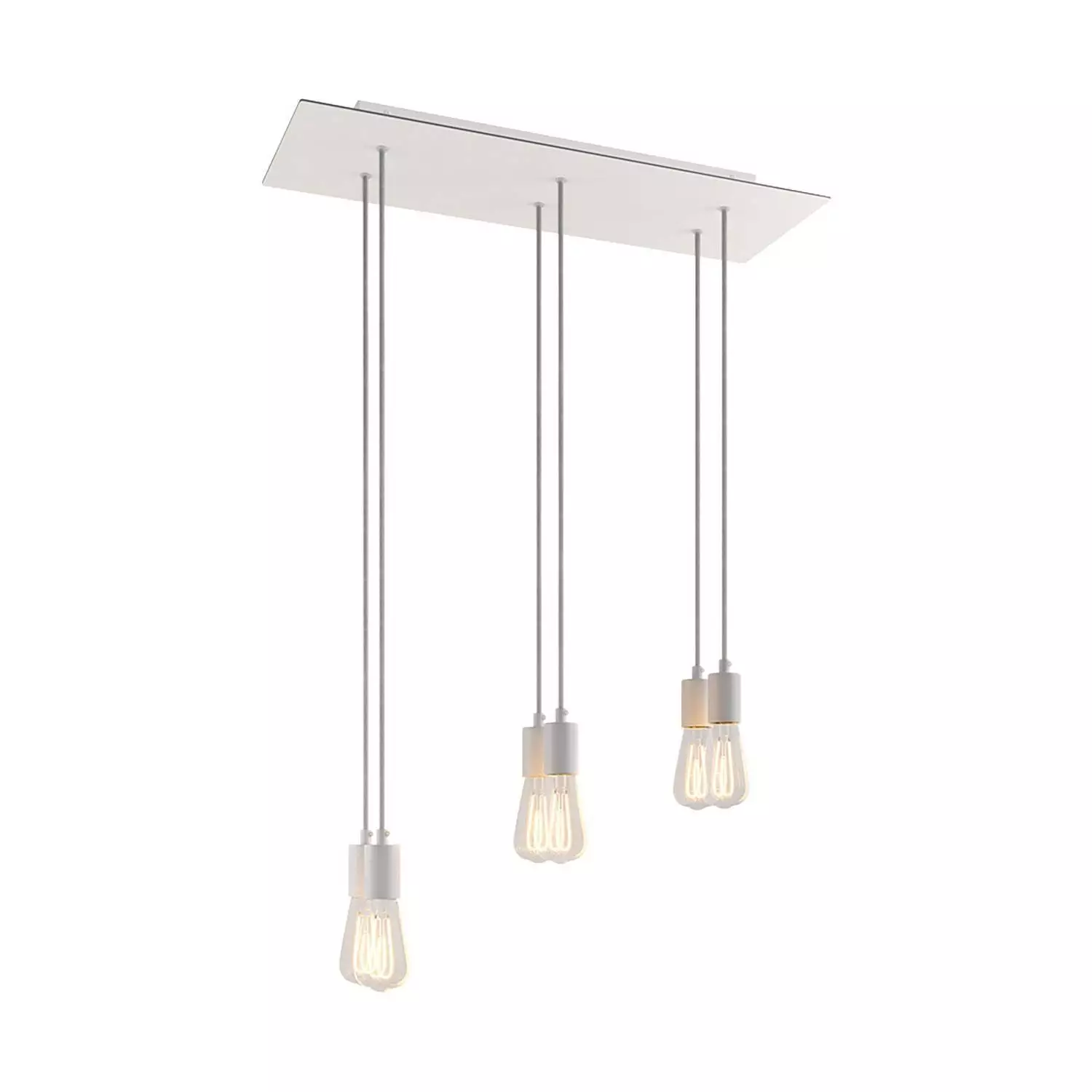 6 lichts-hanglamp voorzien van XXL rechthoekige Rose-One 675 mm compleet met strijkijzersnoer en metalen afwerking