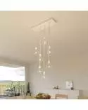 7 lichts-hanglamp voorzien van XXL rechthoekige Rose-One 675 mm compleet met strijkijzersnoer en metalen afwerking