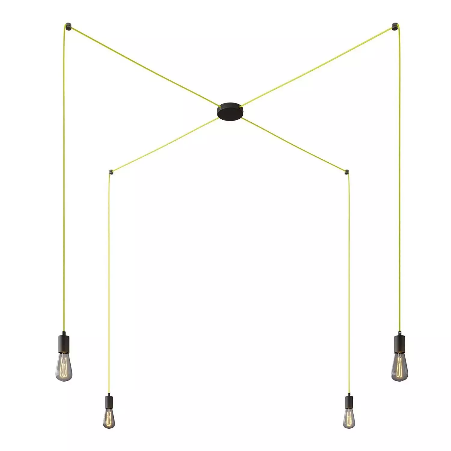 Spider - 4 lichts-meervoudige hanglamp, Made in Italy, compleet met strijkijzersnoer en metalen afwerking