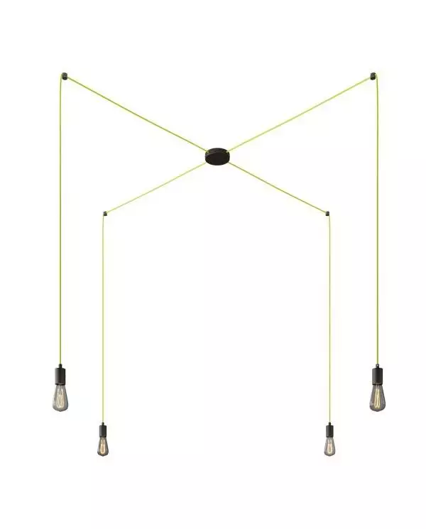 Spider - 4 lichts-meervoudige hanglamp, Made in Italy, compleet met strijkijzersnoer en metalen afwerking