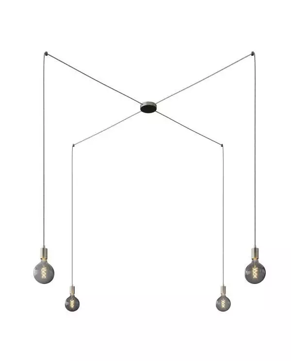 Spider - 4 lichts-meervoudige hanglamp, Made in Italy, compleet met strijkijzersnoer en metalen afwerking