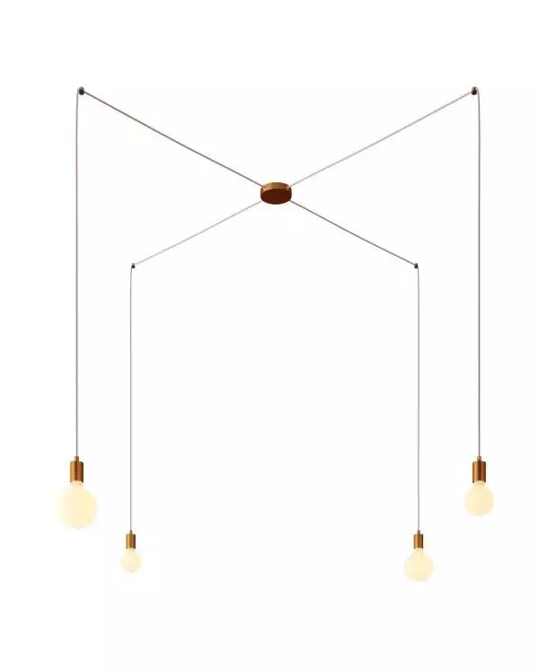 Spider - 4 lichts-meervoudige hanglamp, Made in Italy, compleet met strijkijzersnoer en metalen afwerking