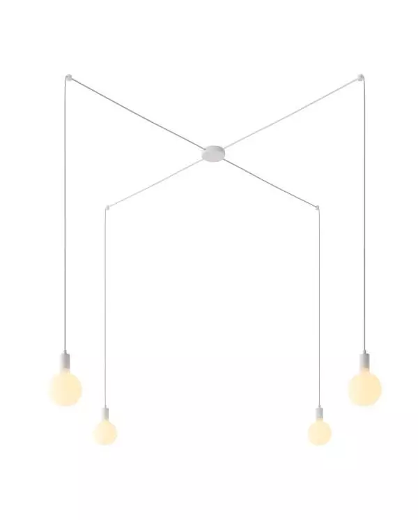 Spider - 4 lichts-meervoudige hanglamp, Made in Italy, compleet met strijkijzersnoer en metalen afwerking