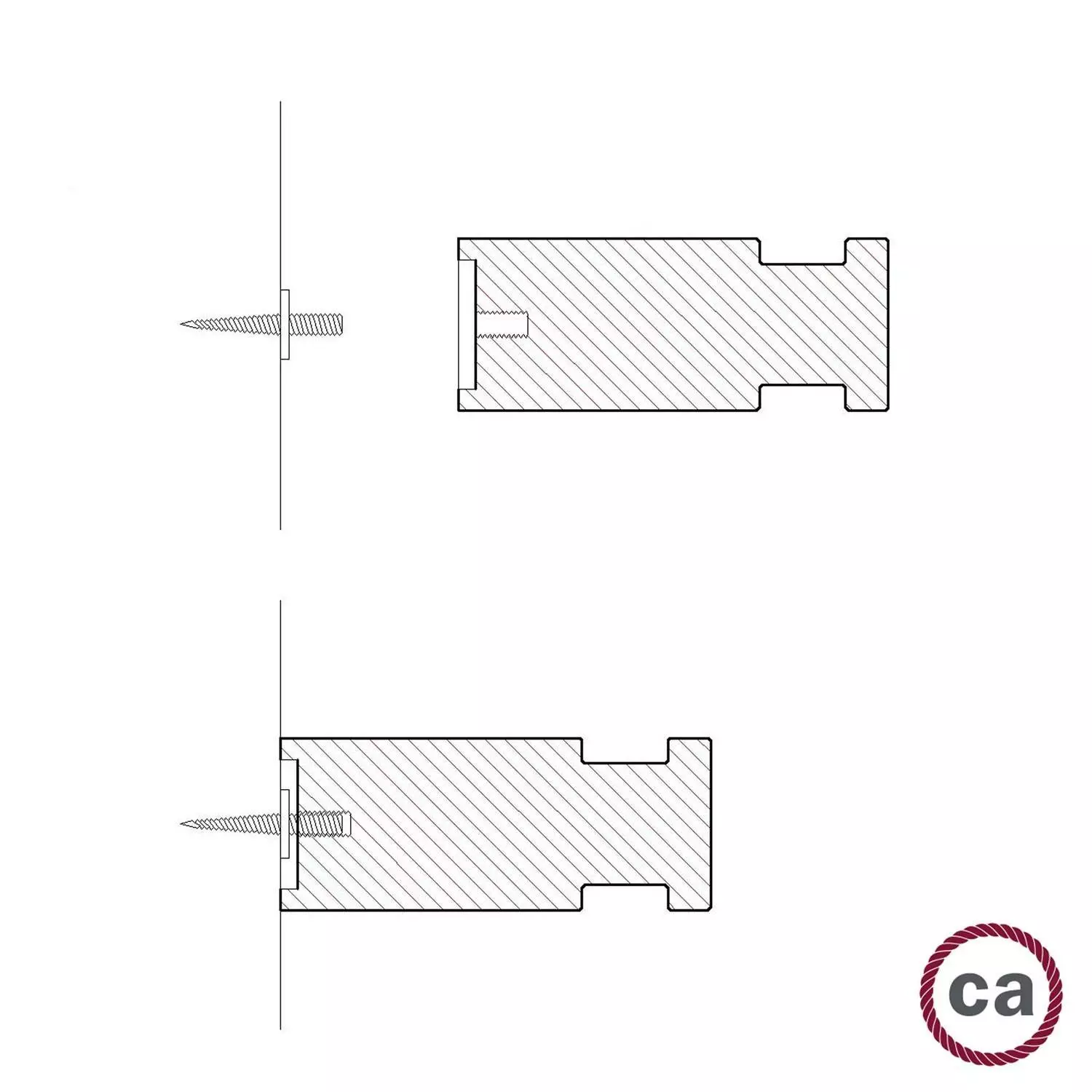 Rolé, houten muurbevestiging kabelbinder voor hanglamp