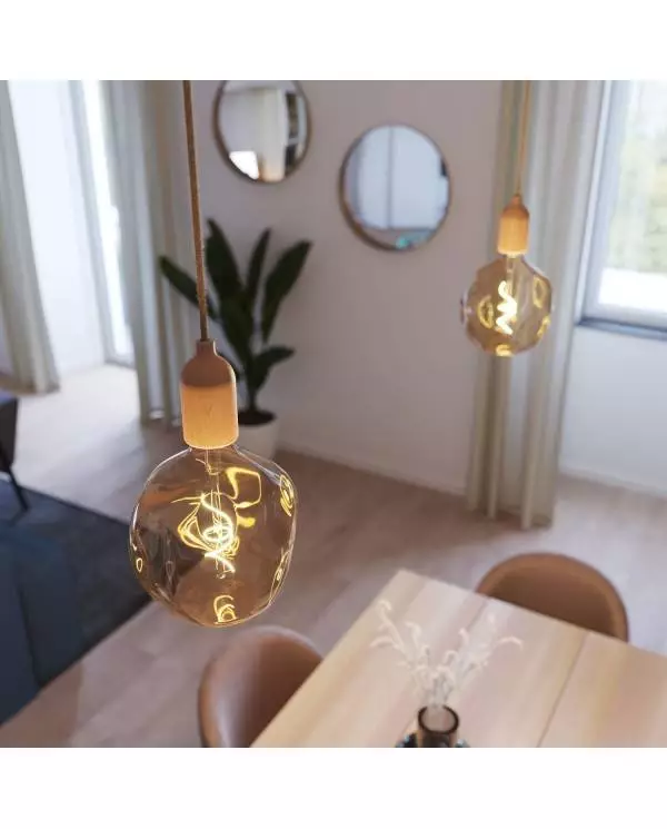 Hanglamp Made in Italy, compleet met strijkijzerkabel en houten afwerkingen