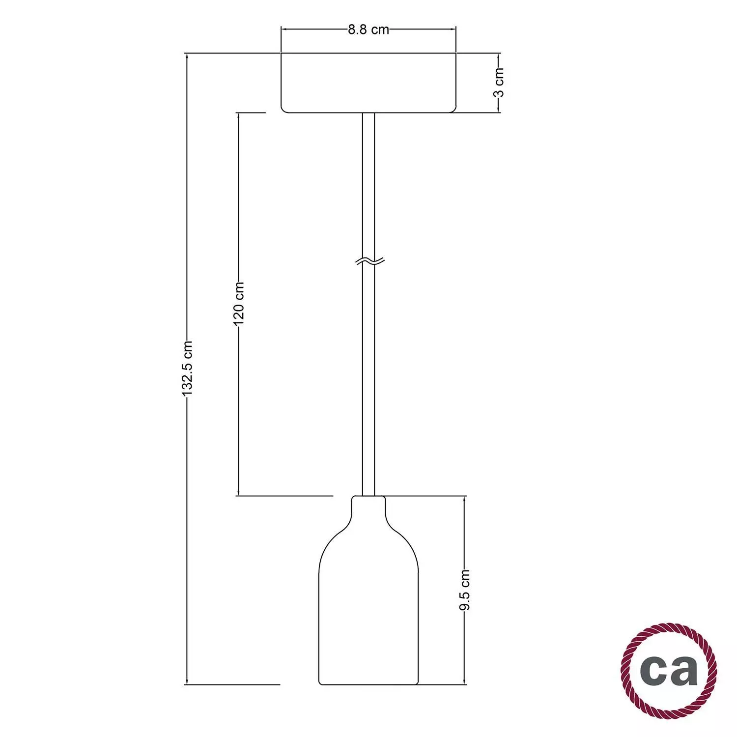 Hanglamp Made in Italy, compleet met strijkijzerkabel en houten afwerkingen