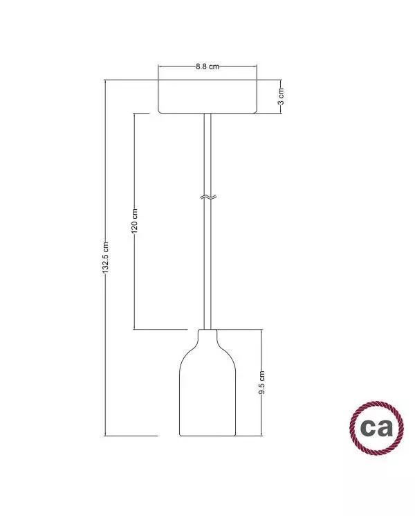 Hanglamp Made in Italy, compleet met strijkijzerkabel en houten afwerkingen