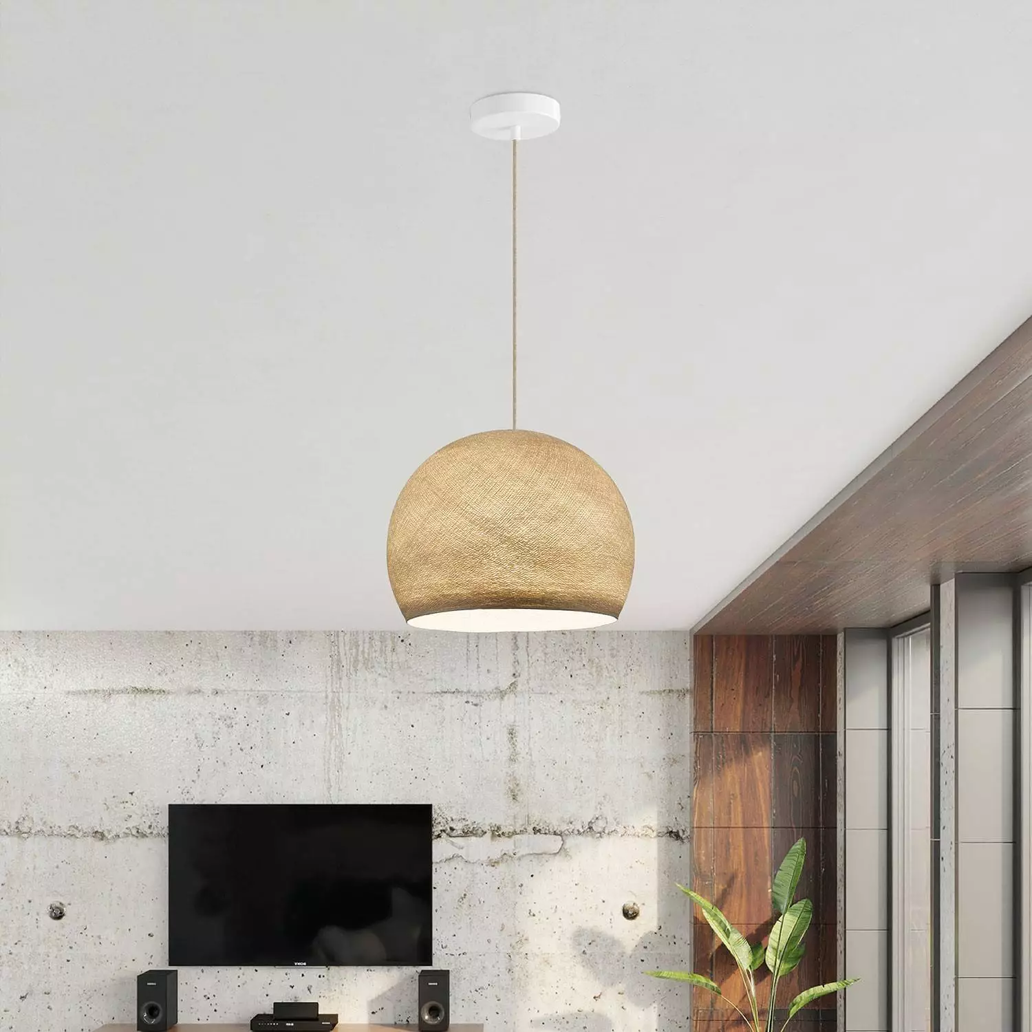 Hanglamp met hangemaakte Dome Lampenkap