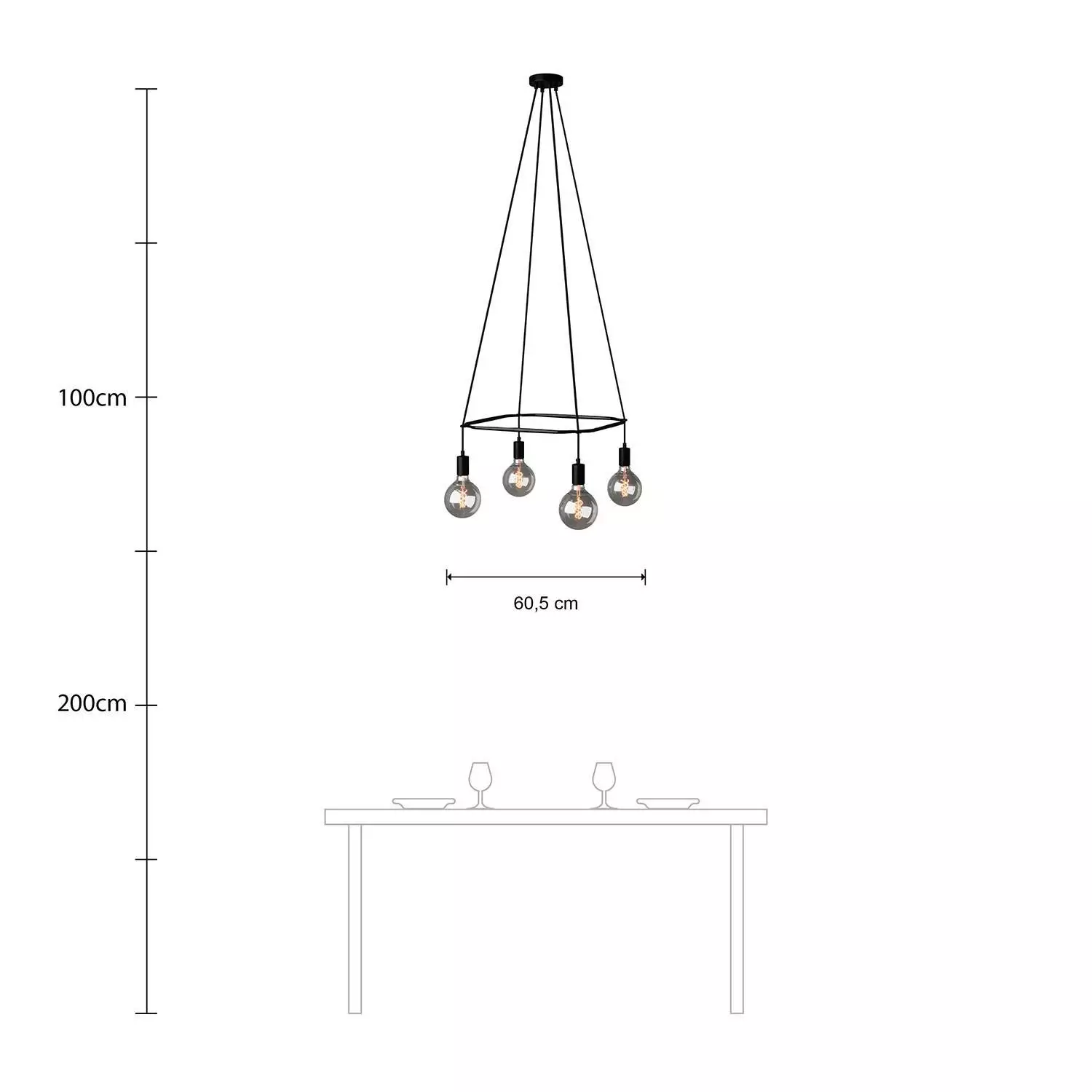 4 Pendels Cage Lamp Globe