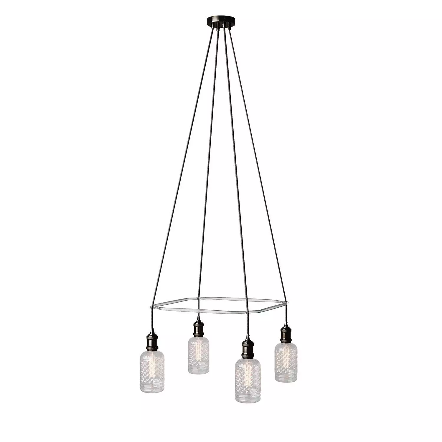 4 Pendels Cage Crystal Lamp