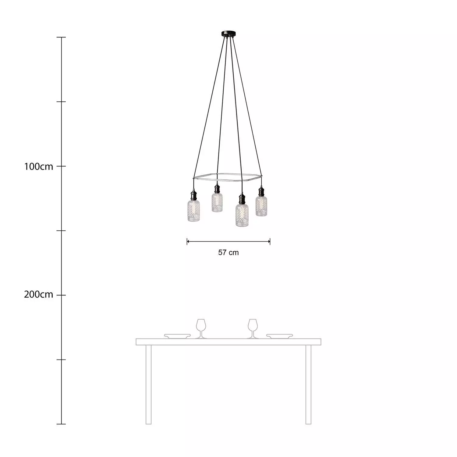 4 Pendels Cage Crystal Lamp