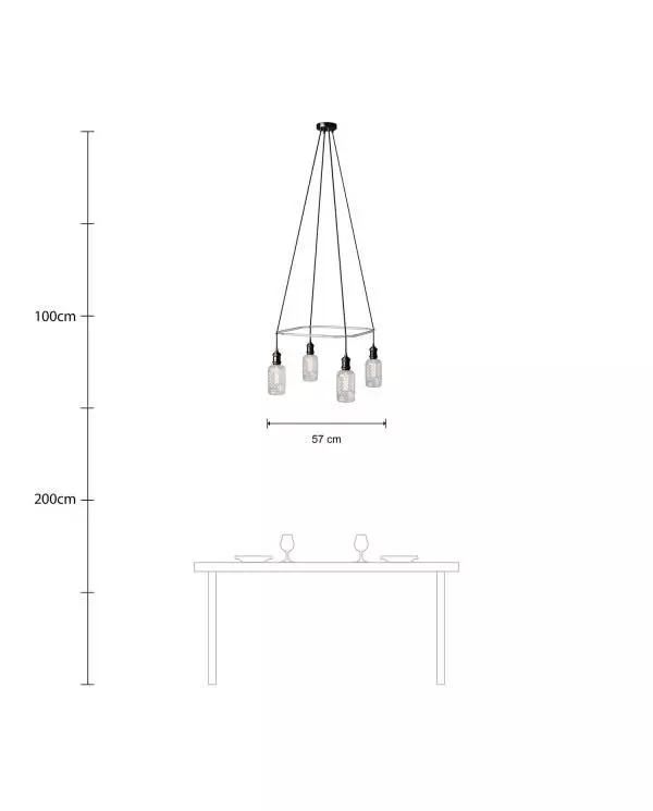 4 Pendels Cage Crystal Lamp