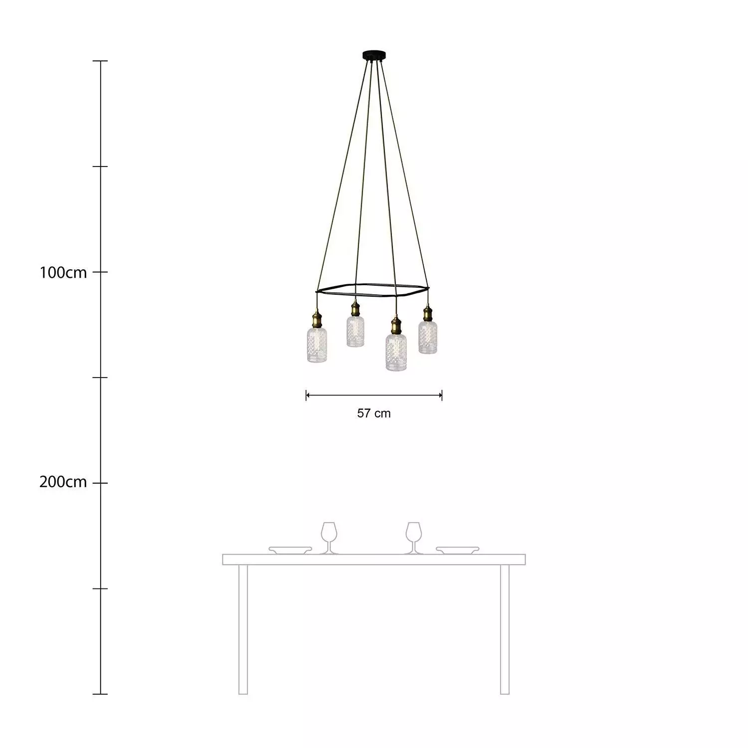 4 Pendels Cage Crystal Lamp