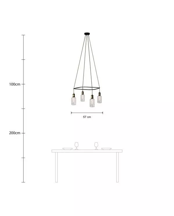 4 Pendels Cage Crystal Lamp