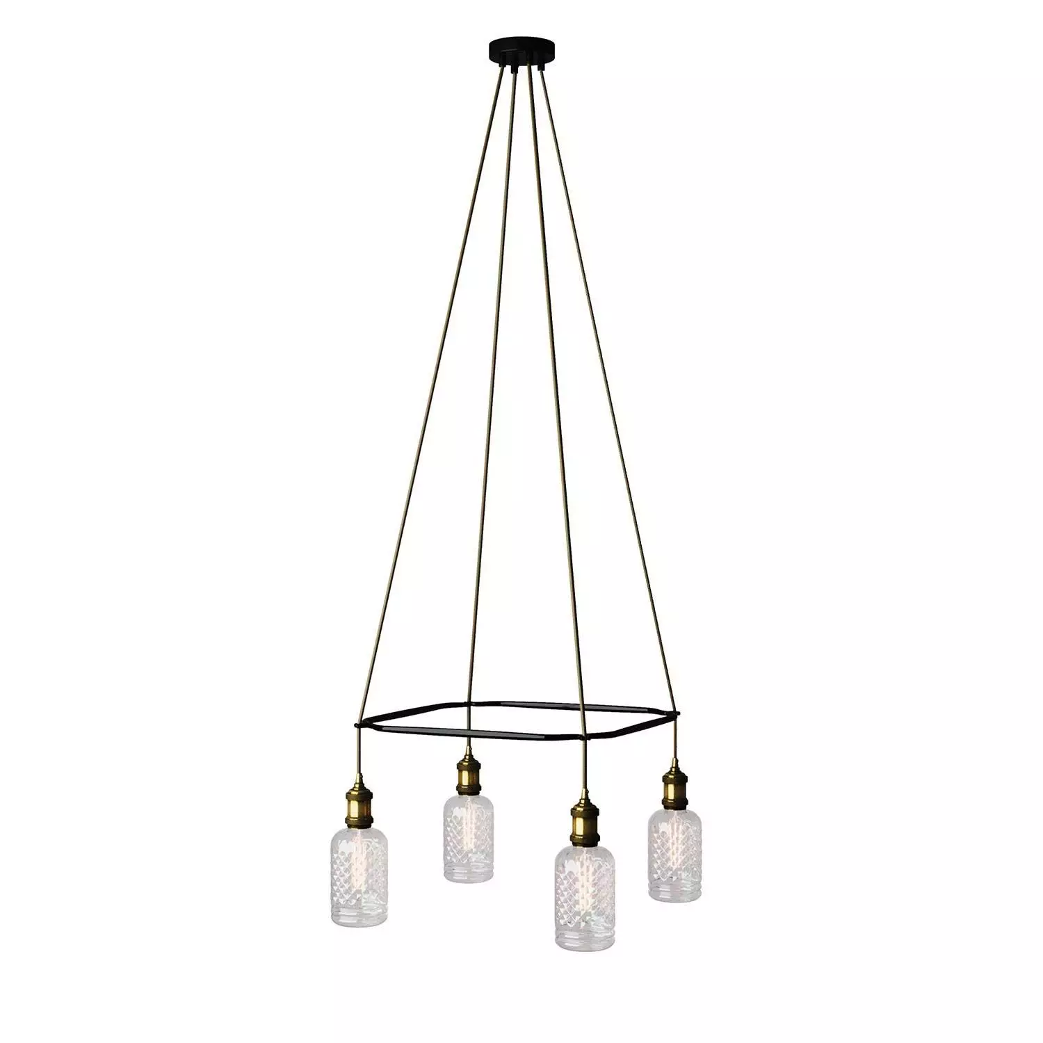 4 Pendels Cage Crystal Lamp