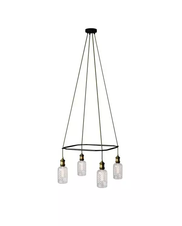 4 Pendels Cage Crystal Lamp