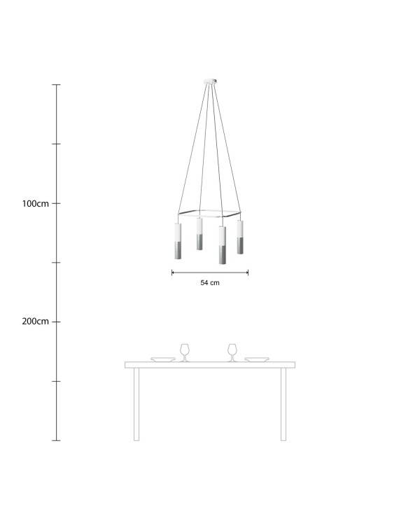 4 Pendels Cage Tub-E14 Split color Lamp