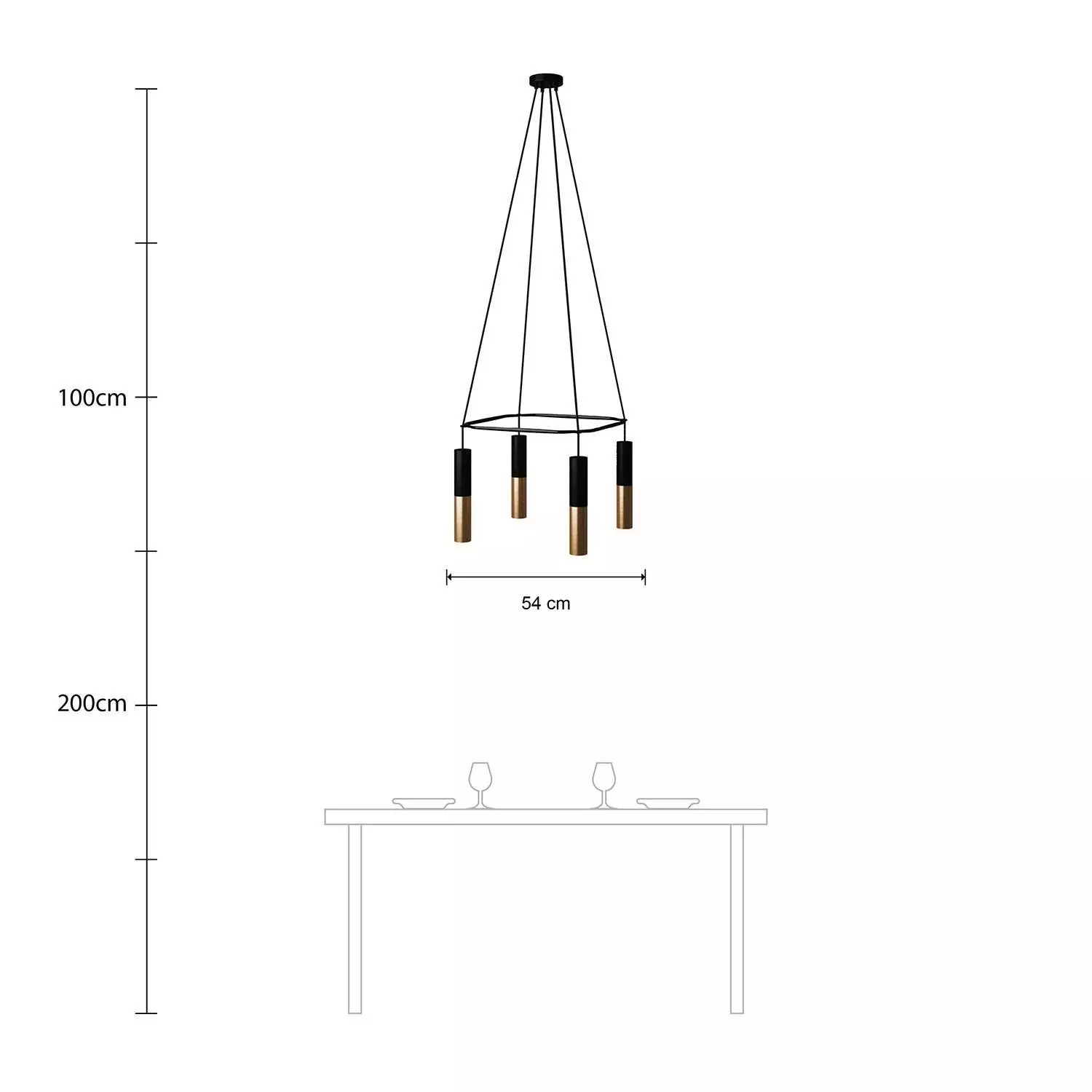 4 Pendels Cage Tub-E14 Split color Lamp