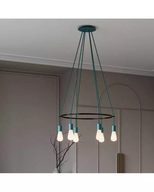 6 Pendels Cage Edison ST64 Lamp