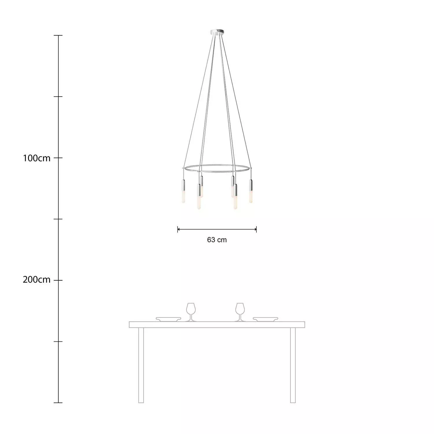 6 Pendels Cage P-Light Lamp