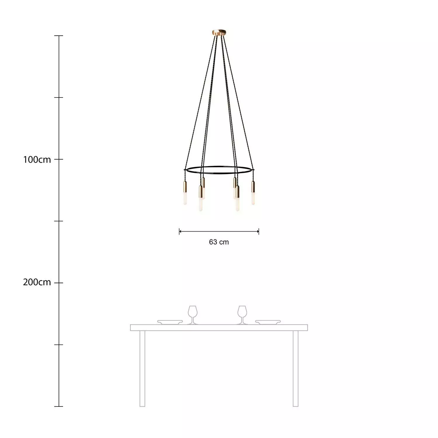 6 Pendels Cage P-Light Lamp